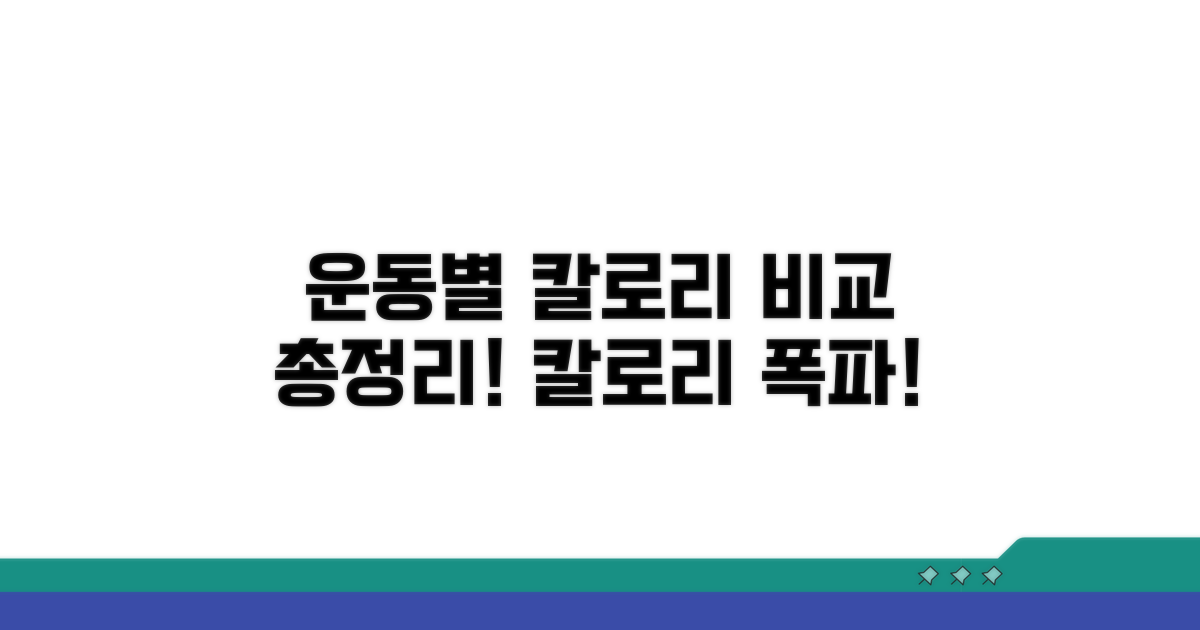 운동별 칼로리 소모량 한눈에 비교