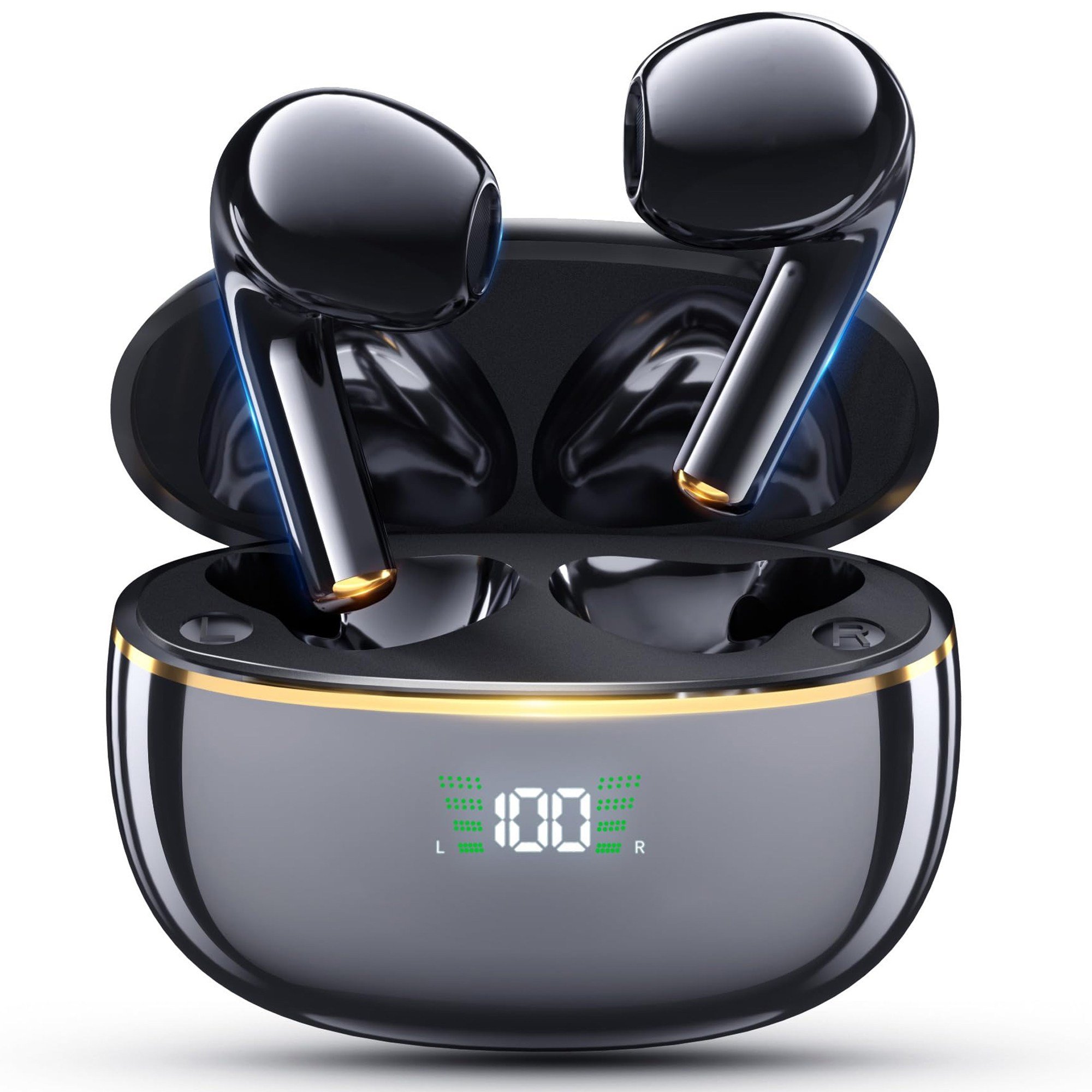 SMIRIA 노이즈 캔슬링 무선 이어폰 블루투스 5.3 자동 페어링 방수 배터리 잔량 확인, 블랙쿠폰할인 상세 이미지 1