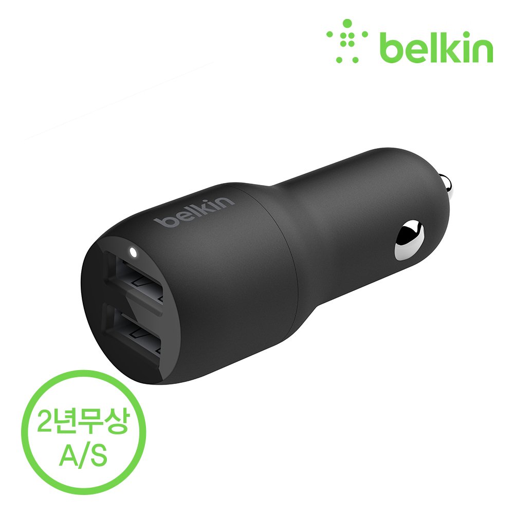 벨킨 부스트업 24W 듀얼 USB-A 차량용 충전기 시거잭 CCB001bt 아이폰 갤럭시 S26 S25 Z플립 폴드 호환 상세 이미지 1
