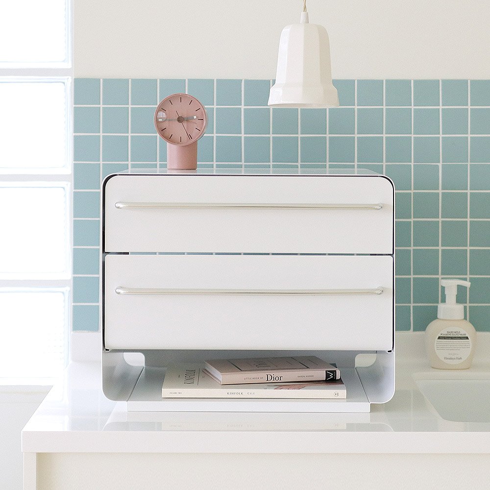 블랑 다용도 슬라이드 철제 수납함 2단서랍, 8L, 1개 상세 이미지 2