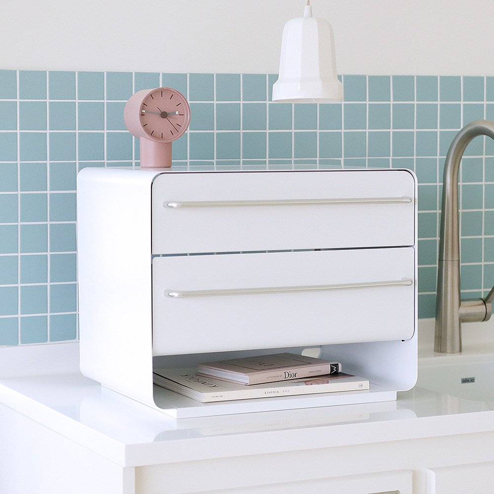 블랑 다용도 슬라이드 철제 수납함 2단서랍, 8L, 1개 상세 이미지 1