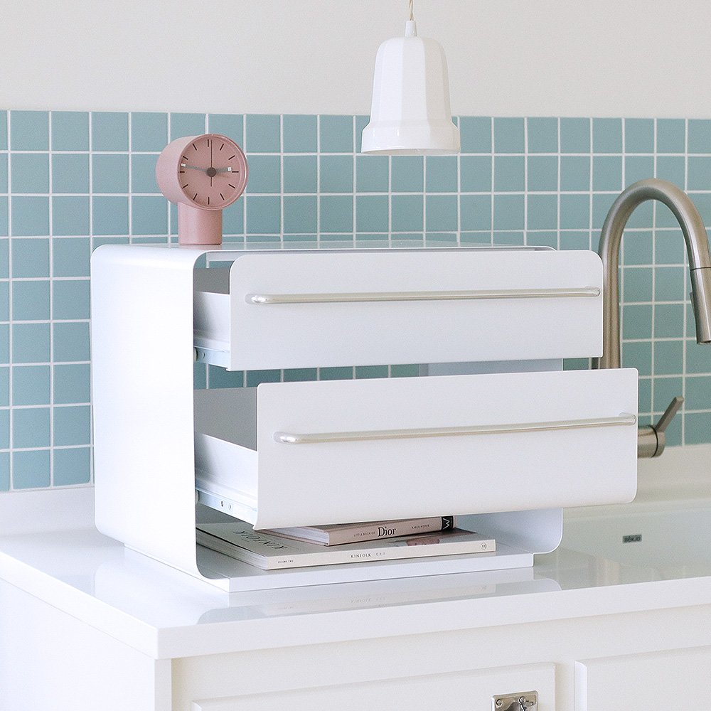 블랑 다용도 슬라이드 철제 수납함 2단서랍, 8L, 1개 상세 이미지 2