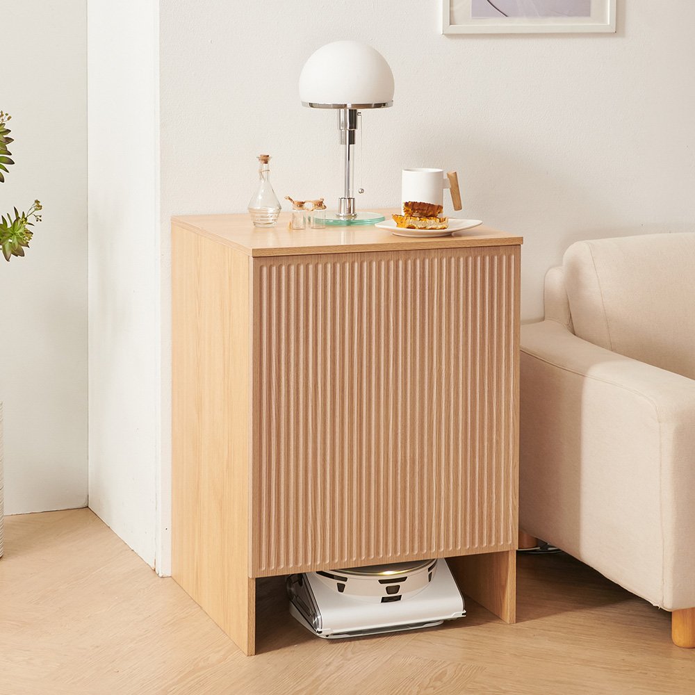 인테리어 로봇청소기 수납장 E0 로보락 보관함 삼성호환 로봇청소기장 500, 1단, 브라운 상세 이미지 2