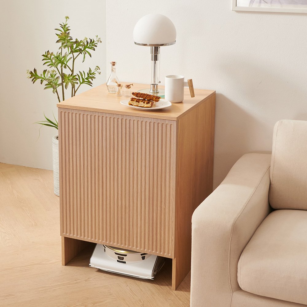 인테리어 로봇청소기 수납장 E0 로보락 보관함 삼성호환 로봇청소기장 500, 1단, 브라운 상세 이미지 1