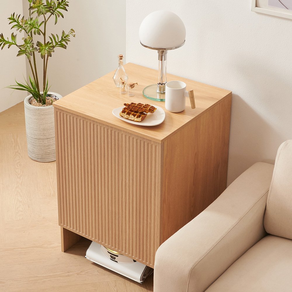 인테리어 로봇청소기 수납장 E0 로보락 보관함 삼성호환 로봇청소기장 500, 1단, 브라운 상세 이미지 2