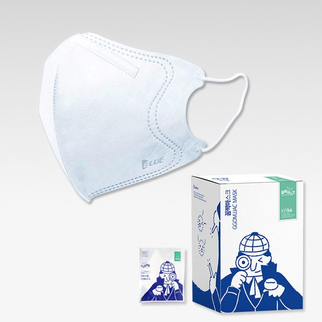 국내산 KF94마스크 꼼짝마스크 50매 대형 블루인더스 새부리형 숨쉬기편한 겨울마스크 상세 이미지 1