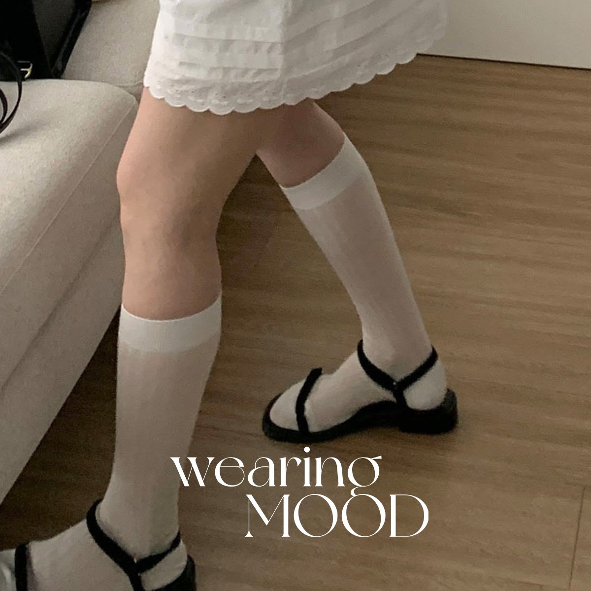 벨벳 더블 벨크로 샌들 스트랩 플랫 슈즈 (블랙, 굽 2cm) 상세 이미지 1