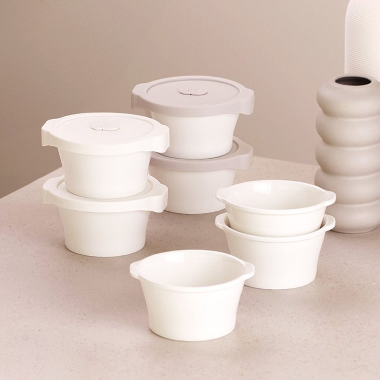도자기 밥용기 냉동밥 보관 용기 세라믹 온기 전자렌지용 밀폐 소분 보관 2P 상세 이미지 1
