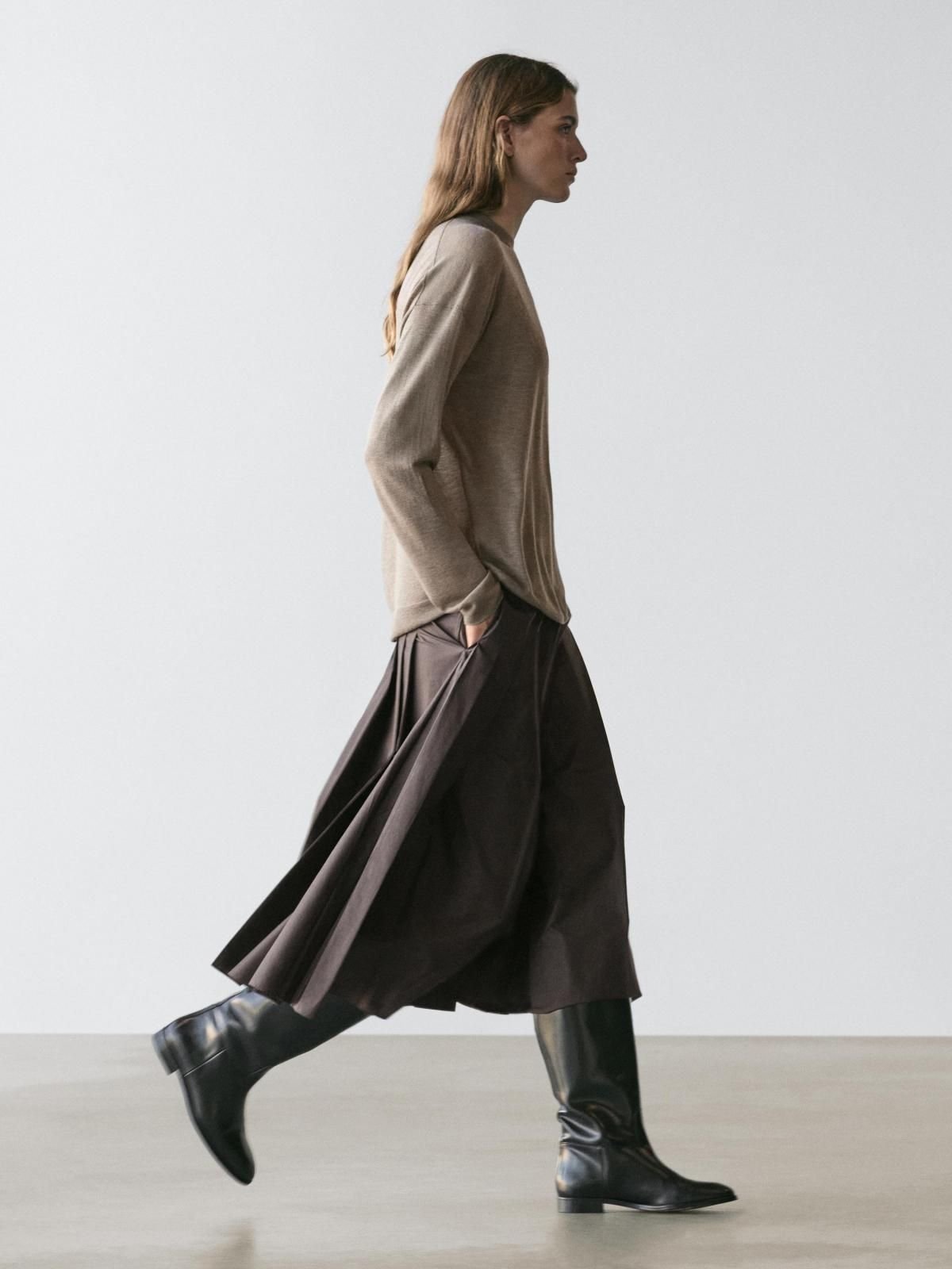 마시모두띠 오버핏 울 혼방 라운드넥 니트 스웨터 5675/584 MOLE BROWN 상세 이미지 2