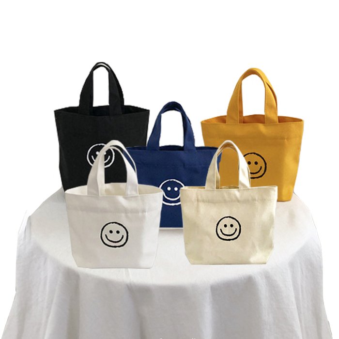 뷰레이터닷컴 위스퍼 스마일 미니 에코백 캔버스백 피크닉가방 손목가방 상세 이미지 1