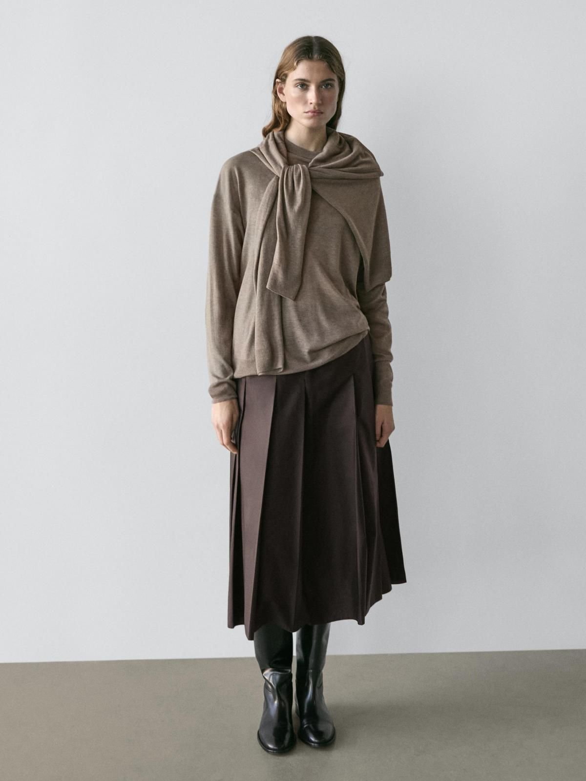 마시모두띠 오버핏 울 혼방 라운드넥 니트 스웨터 5675/584 MOLE BROWN 상세 이미지 1