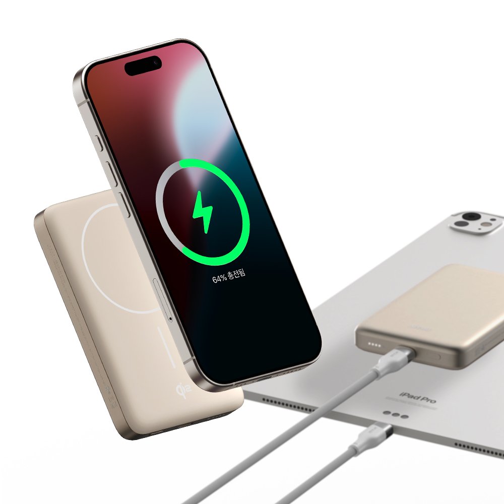 Qi2 15W 맥세이프 슬림 고속 보조배터리 10000mAh QB210 그레이 상세 이미지 2
