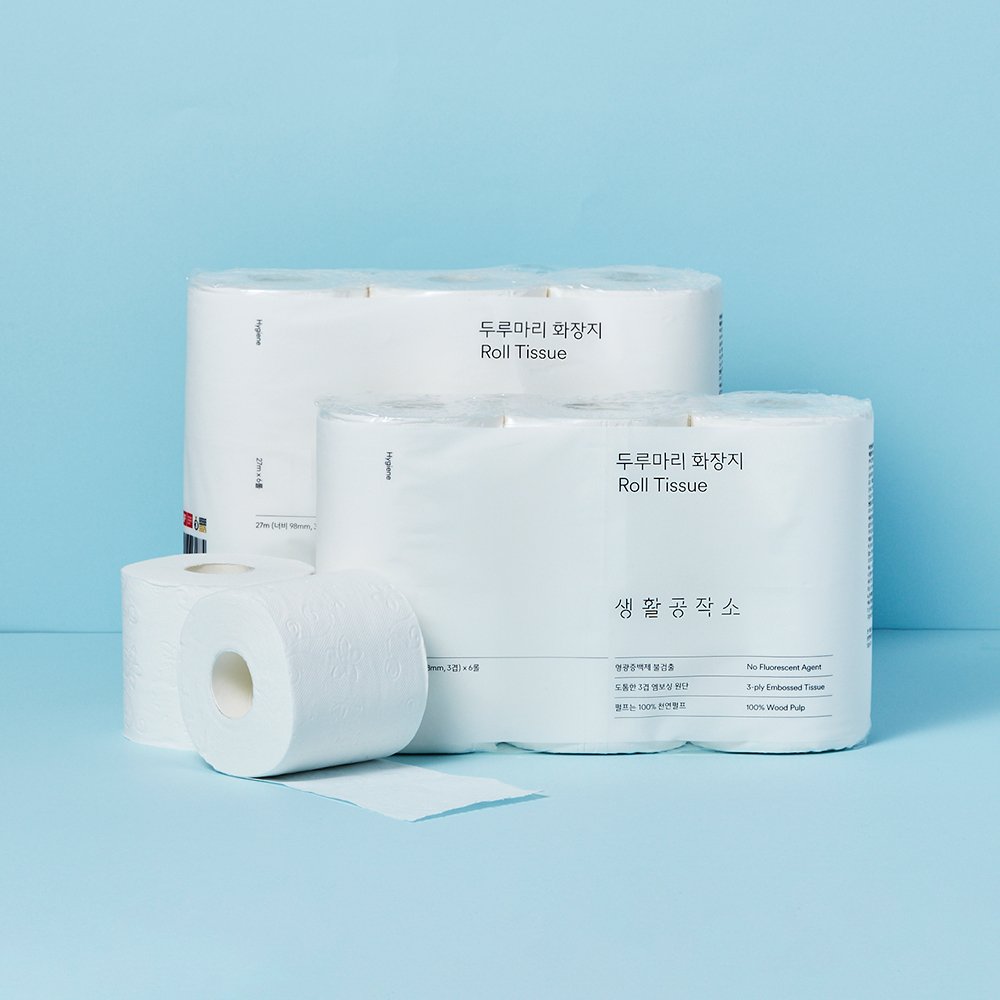 생활공작소 두루마리휴지 롤휴지 3겹화장지 27m 6롤 상세 이미지 1