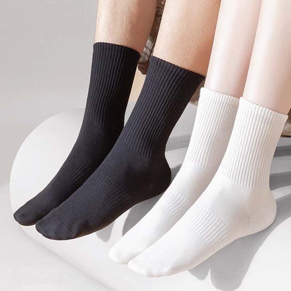 에멜강스 남자양말 중목 5켤레 두꺼운 면 검정 흰 장목 발목 양말 상세 이미지 2