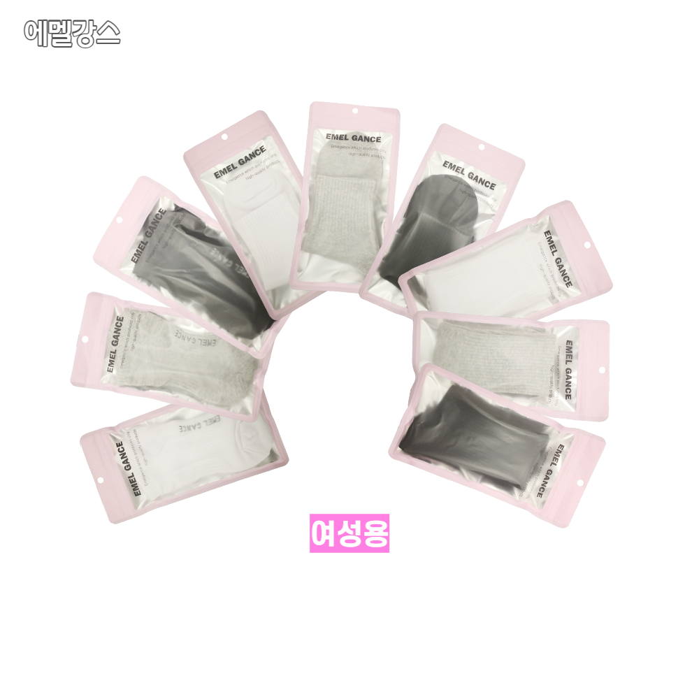 에멜강스 남자양말 중목 5켤레 두꺼운 면 검정 흰 장목 발목 양말 상세 이미지 2