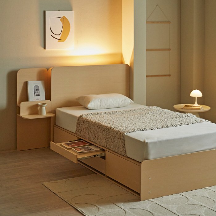 (희망일배송)토토 LED 수납침대 호텔 슬라이딩 서랍형 침대 프레임 슈퍼싱글SS 상세 이미지 1