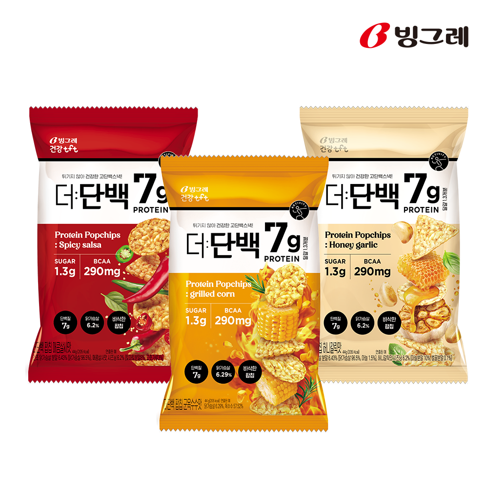 빙그레 더단백 팝칩 3종 12개 단백질 과자 상세 이미지 1
